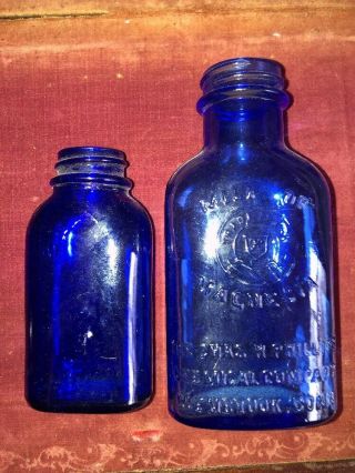 2 - VNTG Phillips Milk Of Magnesia Cobalt Blue Glass Bottle Glenbrook CT 2