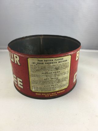 VIntage Antique Coffee Tin Can BEN - HUR COFFEE 1lb advertising canister no lid 2