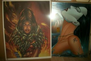 Shi Is Signed Numbered & Wizard Ace Edition Witchblade Comic Book Poster Covers