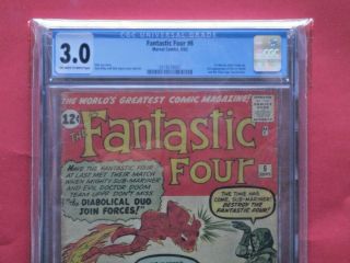 Fantastic Four 6 - CGC 3.  0 - Huge Key - 2nd Dr.  Doom / 1st Marvel Villain Team 2