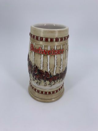 Vintage 1981 Budweiser Snowy Woodlands Holiday Stein Cs50 Mug