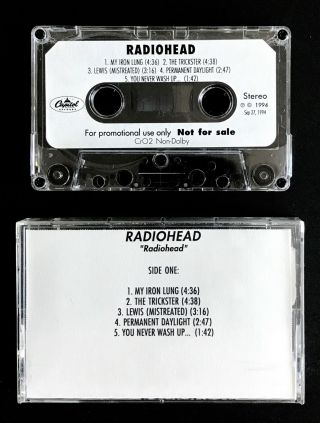 Radiohead My Iron Lung Ultra Rare 1 - Sided Promo Cassette Ep 1994 Us Capitol
