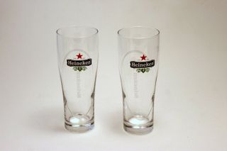 Heineken Pilsner Beer Glasses,  Set Of Two,  0.  25l,  Slim,  6.  5 " Tall,  Red Star,  V2