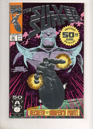 Silver Surfer 50 Nm/mt 9.  8 1st Print Embossed Foil Cov Thanos Infinity Gauntlet