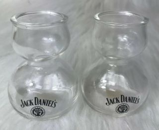 2 Jack Daniels Double Bubble Jigger Chaser - Whiskey On Water - Shot Glass Old No.  7