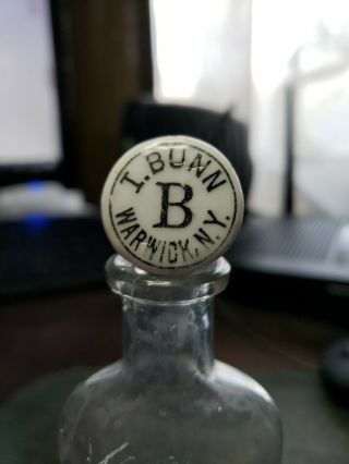 Warwick,  Ny/isaiah Bunn/riverside Bottling Works/blob Top Bottle/matching Stopper