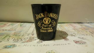 Jack Daniels Whiskey Ceramic Shot Glass Black Part Of America Since 1866