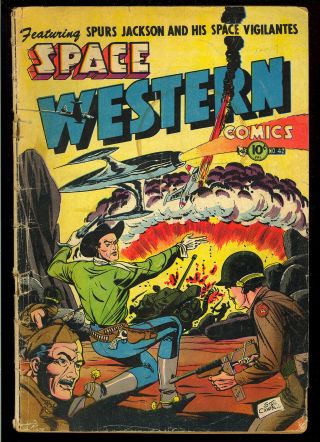Space Western Comics 42 Pre - Code Atom Bomb Explosion Cover 1953 Gd