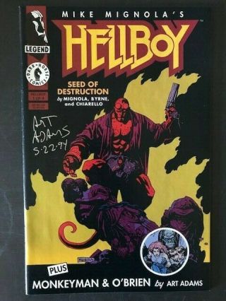 Signed By Art Adams Hellboy " Seed Of Destruction " 1 - 4 Very