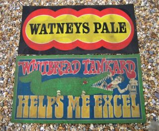 Vintage Beer Bar Felt Drip Towel Mats Sign Whitbread Tankard Watneys Pale Ale
