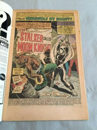 Marvel Comics WEREWOLF BY NIGHT 32 1975 1st app Moon Knight 7.  0 FN/VF 6