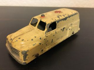 Vintage Tootsietoy 4” Die Cast Metal Yellow Ambulance W/ Rear Closed Windows