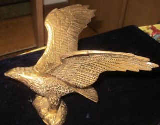 Solid Brass Eagle Or Hawk Spread Wings In Flight Majestic Detailed Figurine