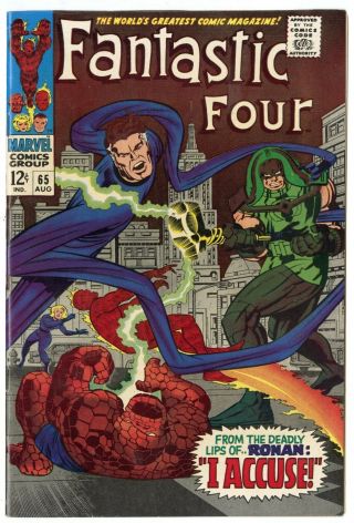 Fantastic Four 65 Nm - 9.  2 White Pages 1st App.  Ronan The Accuser Marvel 1967