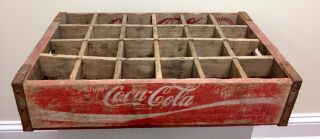 Red Wooden Coca - Cola Classic Coke Crate Bottle Carrier Chattanooga 1970 G