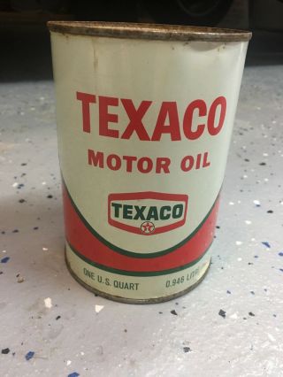 Vintage Texaco Motor Oil Can 1 Quart Full Automobilia Advertising Sae 10whd