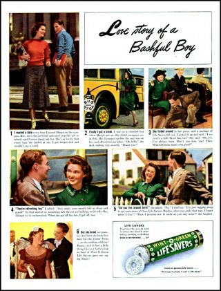 1938 Bashful Boy Love Story Life Savers Candy Girl Vintage Photo Print Ad Adl88