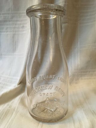 Vintage Third Quart Milk Bottle Riverview Dairy St.  Charles Illinois