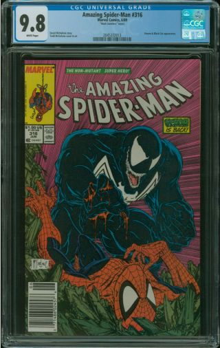 Spider - Man 316 Cgc 9.  8 1st Venom Cover Newsstand Mark Jewelers Insert
