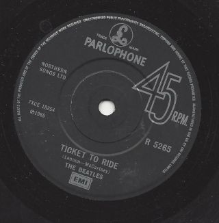 THE BEATLES - TICKET TO RIDE - ' 65 UK PARLOPHONE PIC SLV/45 3