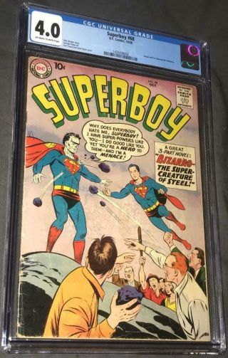 Superboy 68 Cgc 4.  0 Ow - W Origin And 1st App.  Of Bizarro Dc 1958