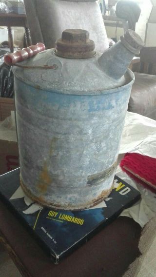 Antique/vintage Gas Can I Gallon With Handle Galvinezed.  Old Farm Keroscene