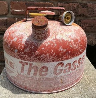 Vintage Eagle The Gasser Model M 2 1/2 Gallon Galvanized Gas Can Made In Usa