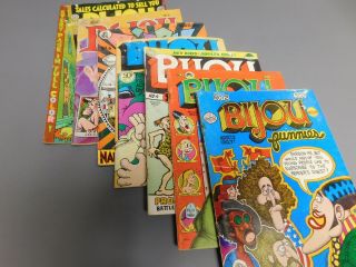 7 Bijou Funnies Underground Comics - No 2 Thru No 8 Years 69 - 73