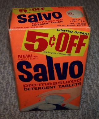Vintage Salvo Pre - Measured Detergent Tablets Full Box Procter & Gamble