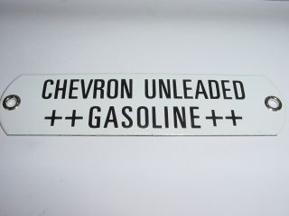 Vintage Orig Chevron Unleaded Gasoline Porcelain 6 " Gas Pump Bulk Oil Tag Sign