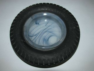 Vintage Goodrich Silvertown Agate Swirl Glass Tire Ashtray,  Advertising,  Neat
