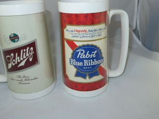 2 SCHLITZ PABST THERMO SERV INSULATED MILWAUKEE AMERICAN BEER PLASTIC TANKARDS 2