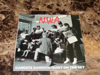 N.  W.  A.  Gangsta Gangsta 7 " Record 45 Eazy - E Dr.  Dre Ice Cube Mc Ren Dj Yella Nwa