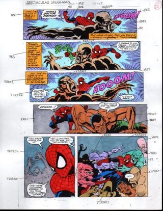 1992 Spectacular Spider - Man 195 Marvel Comic Book Color Guide Art Page