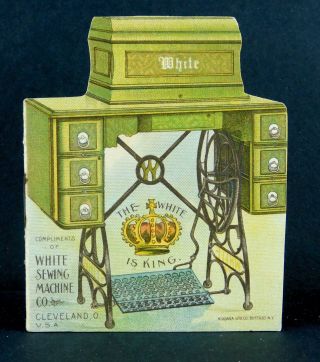 White Sewing Machine Co.  Fold Open Booklet - Circa 1880s Trade Card Opens Up