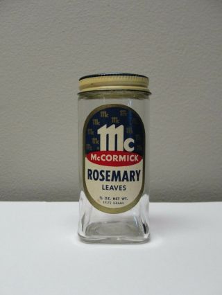 Vintage Mccormick Spice Jar With Paper Lable And Metal Lid,  Rosemary
