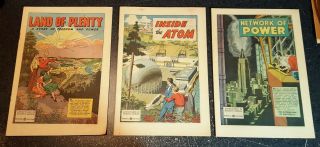 (3) Vintage Comic Books Ge Land Of Plenty Inside The Atom Network Of Power