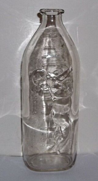 Vintage Hamilton Glass Co.  Oval Nurser Baby Bottle 8 Oz Embossed Baby Graphic