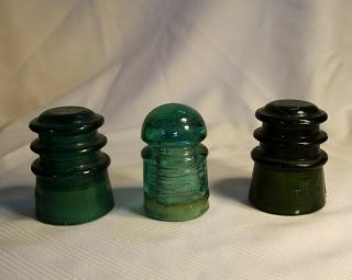 Three Green Glass Insulators,  Brookfield And Star