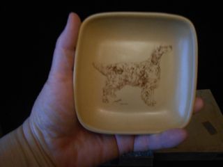 English Setter Art Pottery,  England 4 1/2 " Square Collectible