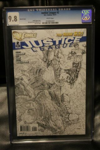 Justice League 2 1:200 Jim Lee Sketch Variant (2011) 52 Geoff Johns Cgc 9.  8