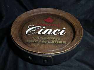 Vintage CINCI Imported Canadian Cream Lager Beer Barrel Top Wall Sign Cincinnati 3