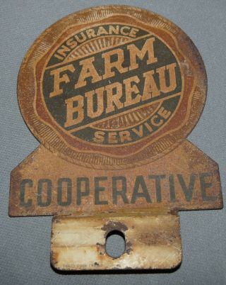 Farm Bureau Insurance Service Cooperative License Topper Antique Metal