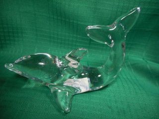 Villeroy And Boch Crystal Dolphin Paper Weight Sculpture