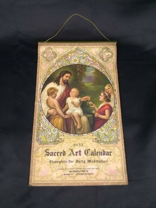 Antique Sacred Art Calendar Religious Jesus Christ Complete 1935 Ottawa,  Il