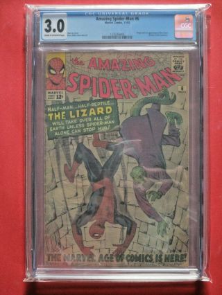 Spider - Man 6 - Cgc 3.  0 - Early Spider - Man Classic - 1st App Of Lizard