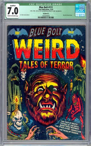 Blue Bolt 111 Cgc 7.  0 Htf Pre - Code Horror L.  B.  Cole Cover & Art Qualified 1951