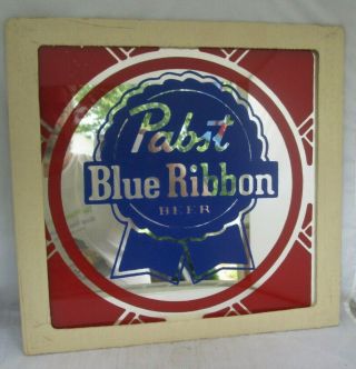 Pabst Blue Ribbon Mirror Glass Panel In Cardboard Case - Carnival Prize