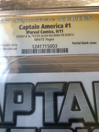 Captain America number 1 Allen Bellman sign And sketch art CGC 9.  4 6
