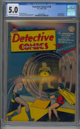 Dc Comics Detective Comics 138 Cgc 5.  0 Golden Age Batman